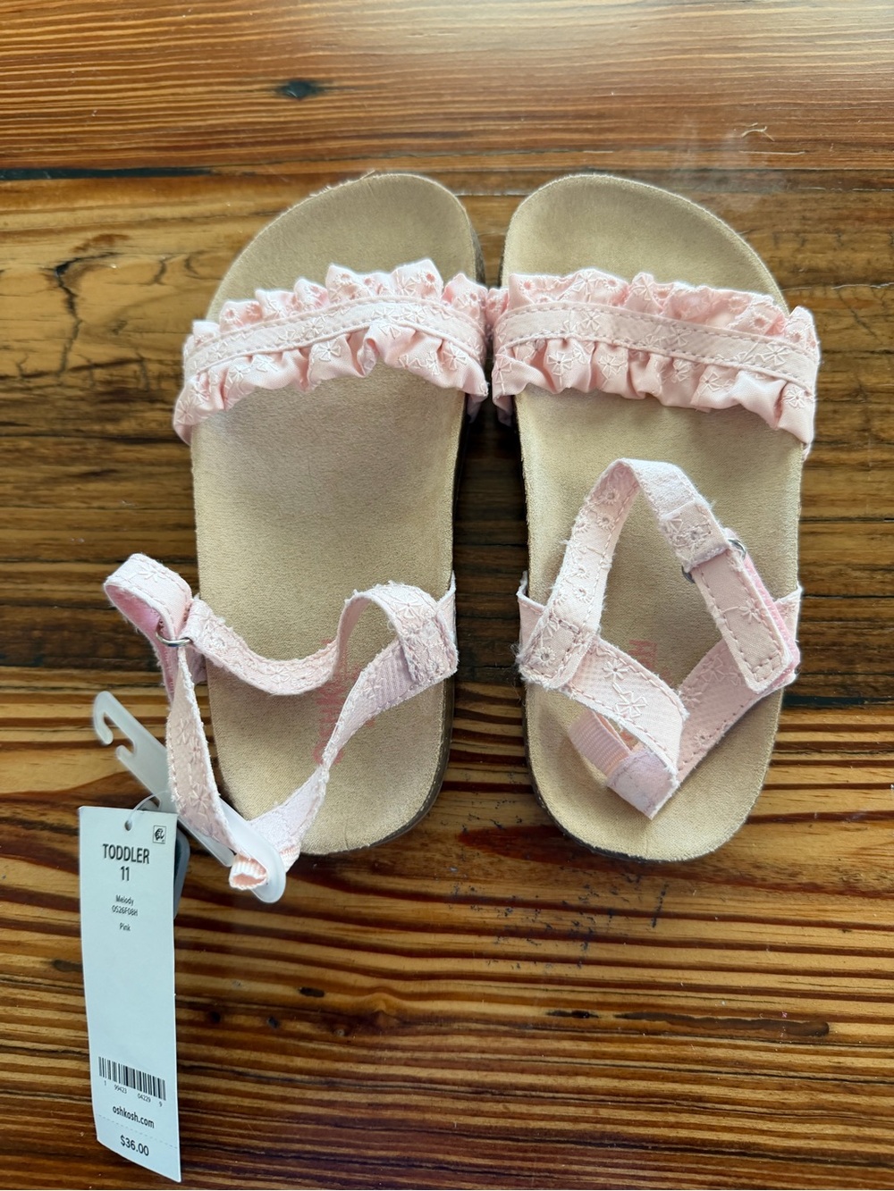 Oshkosh B'Gosh Toddler Pink Ruffle Strap Sandals, NWT, size 11